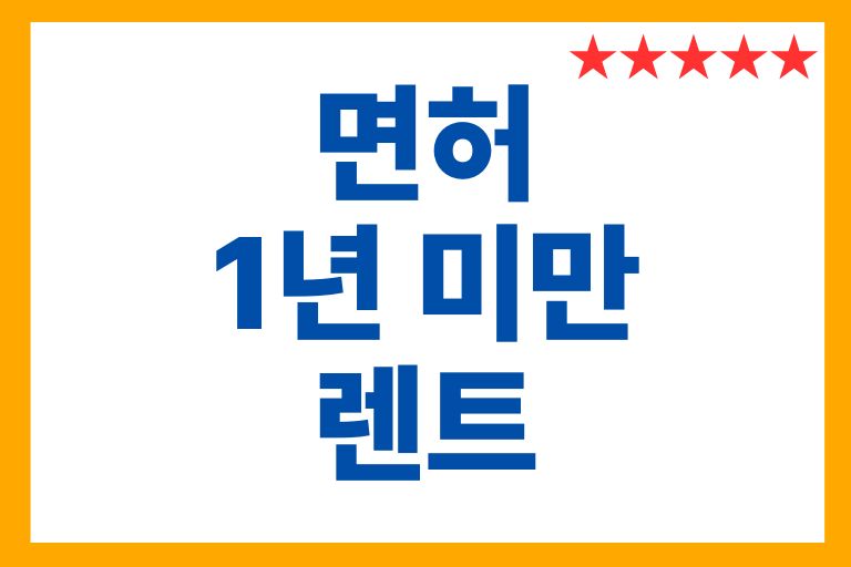 면허 1년 미만 렌트