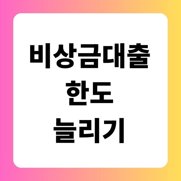 비상금대출 한도 늘리기